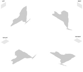 Isometric Dot Map of New York with Transparent Background