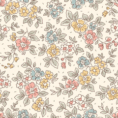 Cute floral pattern. Pretty flowers on white background. Printing with small pastel flowers. Ditsy print. Seamless vector texture. Spring bouquet. Vintage template for fashion prints. Stock vector © ann_and_pen