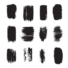 set of graphic vector black smooth strokes drawn with a brush
