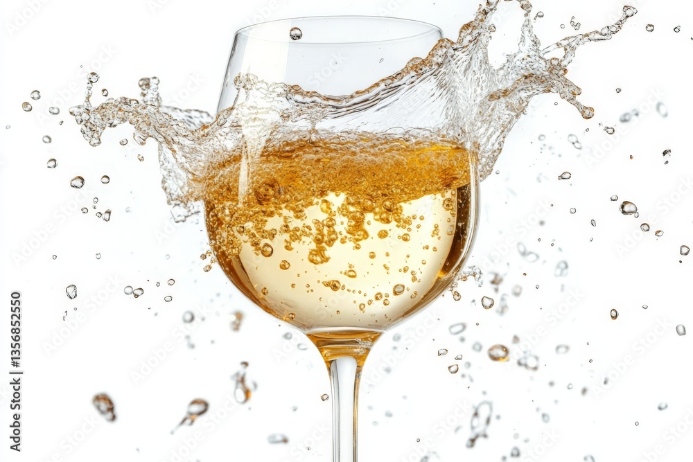 Poster sparkling liquid splashes from a wine glass creating a lively atmosphere at a gathering