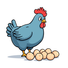 Proud hen watching over her freshly laid eggs