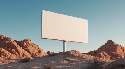 Desert billboard showcase remote location advertising display arid environment wide-angle view minimalist concept for marketing impact