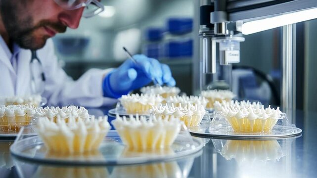 Scientist in a laboratory uses 3d printing technology to create intricate models for research. The focus is on innovation and precision in scientific experiments