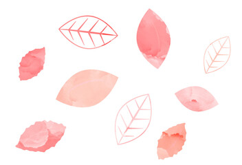 watercolor pink leaves	