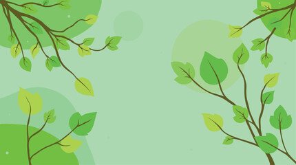 Obraz premium Summer branches with green leaves illustration vector