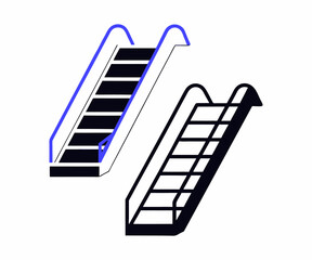 Modern Illustration of an Escalator with Bold Lines