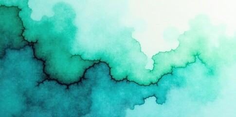 Obraz premium Abstract watercolor painting with teal, blue, and green colors blending together seamlessly, texture, painting