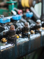 Industrial Machine Close-up: Rusty Valves.