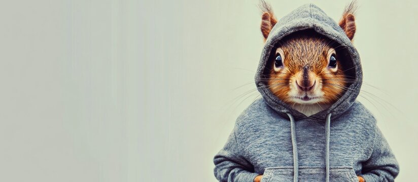 Squirrel in Hoodie and Jeans with Confident Stance