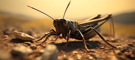 Epic War GrassHopper in grassland, ai generative