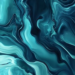 Obraz premium Cool teal and navy swirls, sleek and minimalistic with smooth glossy highlights