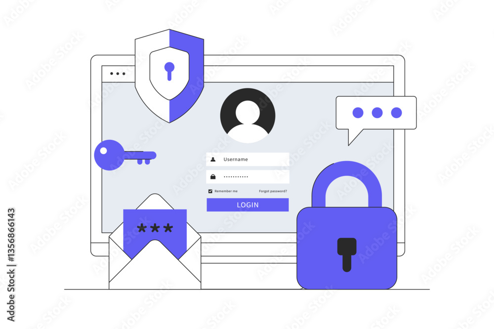 Poster two-step verification template, otp, authentication password, one-time password for secure website a
