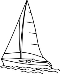 Hand Drawn Line Yacht