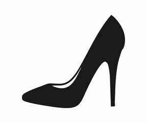 Elegant black high heel shoe silhouette.