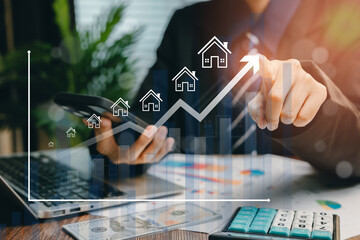 Business growth concept with housing market graphs, Business concept