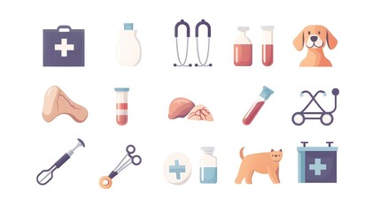 Flat Design Style Illustration of Various Health Problems and Treatment Options for Medical Education Materials