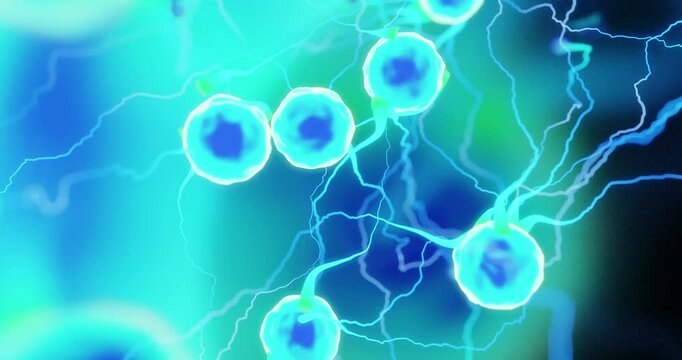 Animation of microscopic atomic concepts,3D rendring.