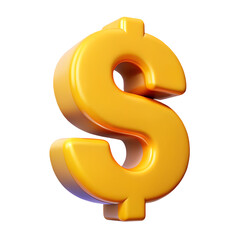 dollar icon 3D illustration png usd symbol 3D render dollar sign