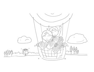 page of a boy girl with airplane