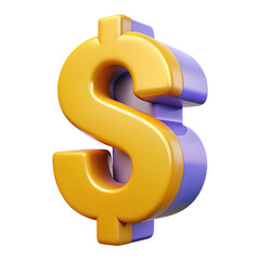 dollar icon 3D illustration png usd symbol 3D render dollar sign