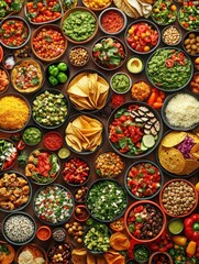 Fototapeta premium Vibrant Mexican Fiesta A Culinary Tapestry of Fresh Ingredients and Authentic Flavors in a Colorful Food Display