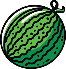 Watermelon Tropical Fruit Simple Outline.