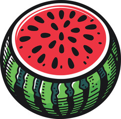 Watermelon Tropical Fruit Simple Outline.