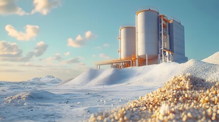 Obraz premium Massive pile of snow accumulated in a winter scene ideal for lead industry presentations and powerpoint backgrounds