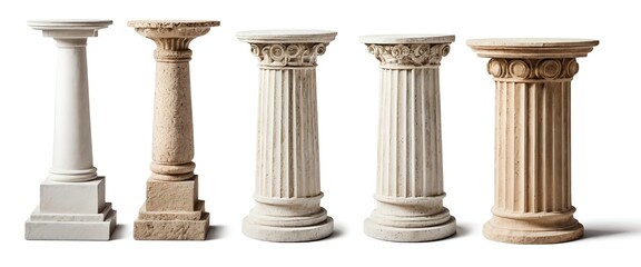 Obraz premium Four Classical Columns, Architectural Elements, Different Styles and Colors