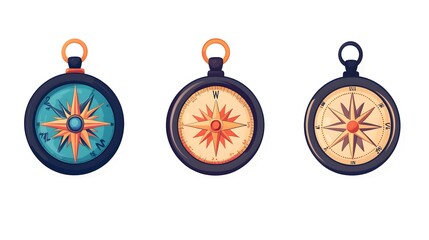 Professional Vintage and Retro Compasses Showing Directions for Navigation Solutions