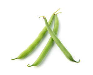 green beans pile isolated on white background