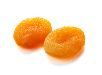Dried apricots on a white background