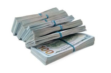 American dollars on white background