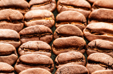 Coffee Beans Background Texture. Close Up.