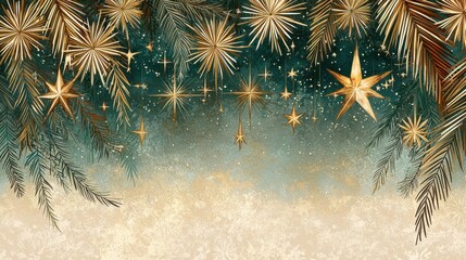 Stylish Las Vegas skyline under a dusky twilight sky with teal and gold colors creating a starry night atmosphere depicted artfully