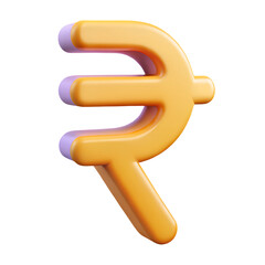 indian rupee icon 3D illustration png INR symbol 3D render rupee sign