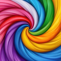 Colorful festival scene with vibrant banners and joyful laughter, swirling in a lively rainbow of energy and excitement