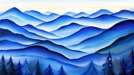 Enveloping Mist Over Kerala Mountains Creates a Breathtaking Panorama of Hazy Blue Ridges and Dark Silhouettes in Valleys