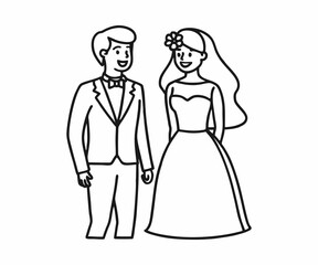 Obraz premium Romantic Silhouette of a Bride and Groom Walking Together