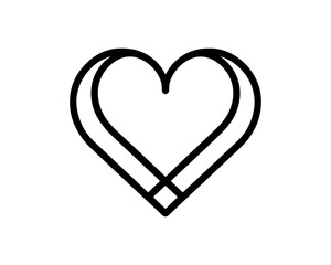Heart logo design icon symbol vector template. Outline love heart logo vector icon illustration