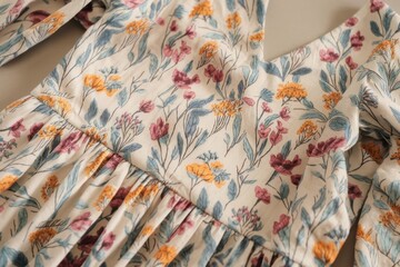 Floral patterned dress showcasing detailed design and craftsmanship in soft fabric suitable for casual or special occasions