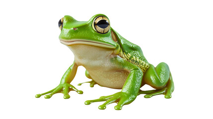 Obraz premium A classic, common green frog from the amphibian family, the most common amphibian, a classic frog with large eyes.