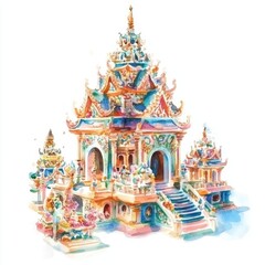 Fototapeta premium Songkran Water Festival Celebration Thailand Sand Pagoda Art Cultural Environment Aesthetic Viewpoint