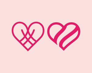 Heart logo design icon symbol vector template. Outline love heart logo vector icon illustration