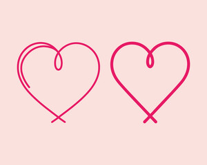 Heart logo design icon symbol vector template. Outline love heart logo vector icon illustration