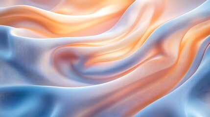 Obraz premium Luxurious pastel silk drapes cascading in gentle waves, illuminated by golden hour light, creating a peaceful and elegant ambiance, hyperrealistic detail, soft textures, ultra-high resolution.