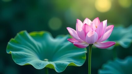 Obraz premium A postcard to celebrate Malaysian Vesak Day with lotus flowers in water. A calm and beautiful composition 