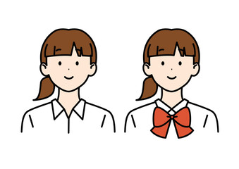 ポニーテールの女子高生 夏