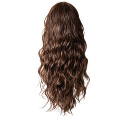Naklejka premium A woman with long brown hair flowing down her shoulders in a natural outdoor setting with soft natural light , white isolate background