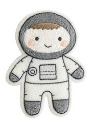 Handcrafted felt doll representing a spaceman in a colorful design, ideal for playtime and collectors , white isolate background